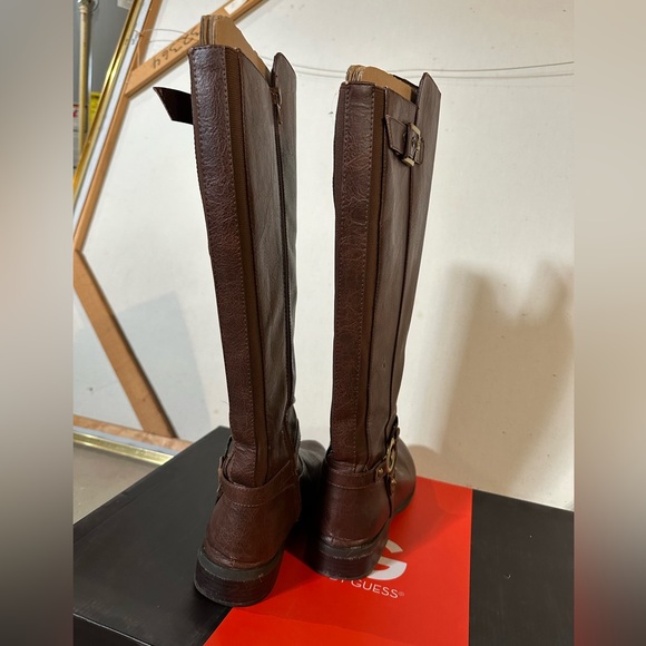 G by Guess Hustle Knee High Brown Logo Riding Boots - Picture 4 of 8
